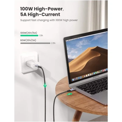 Кабель UGREEN US355 USB-C - USB-C 100W 5A Gen2 1m Black (80150) Кабель UGREEN US355 USB-C - USB-C 100W 5A Gen2 1m Black (80150)