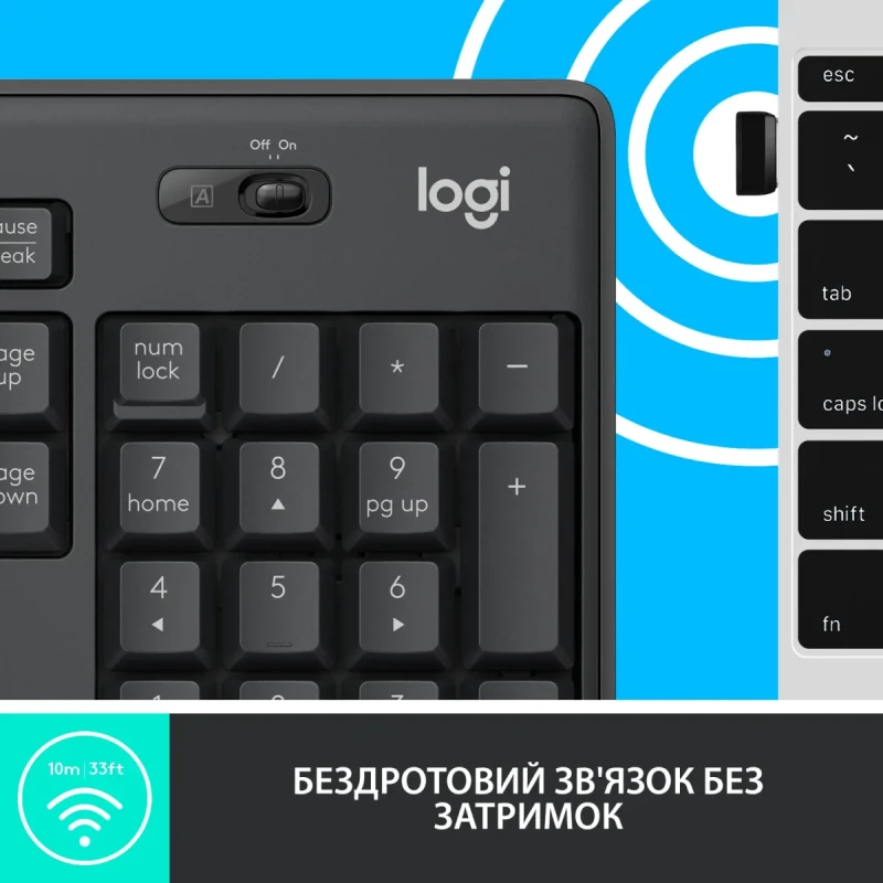 Комплект клавіатура та мишка Logitech MK295 Silent UA Graphite (920-009800)