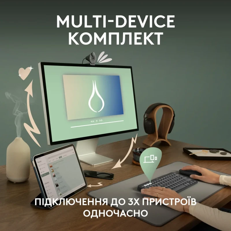 Комплект клавіатура та мишка Logitech Pebble 2 Combo Tonal White UA (920-012240)