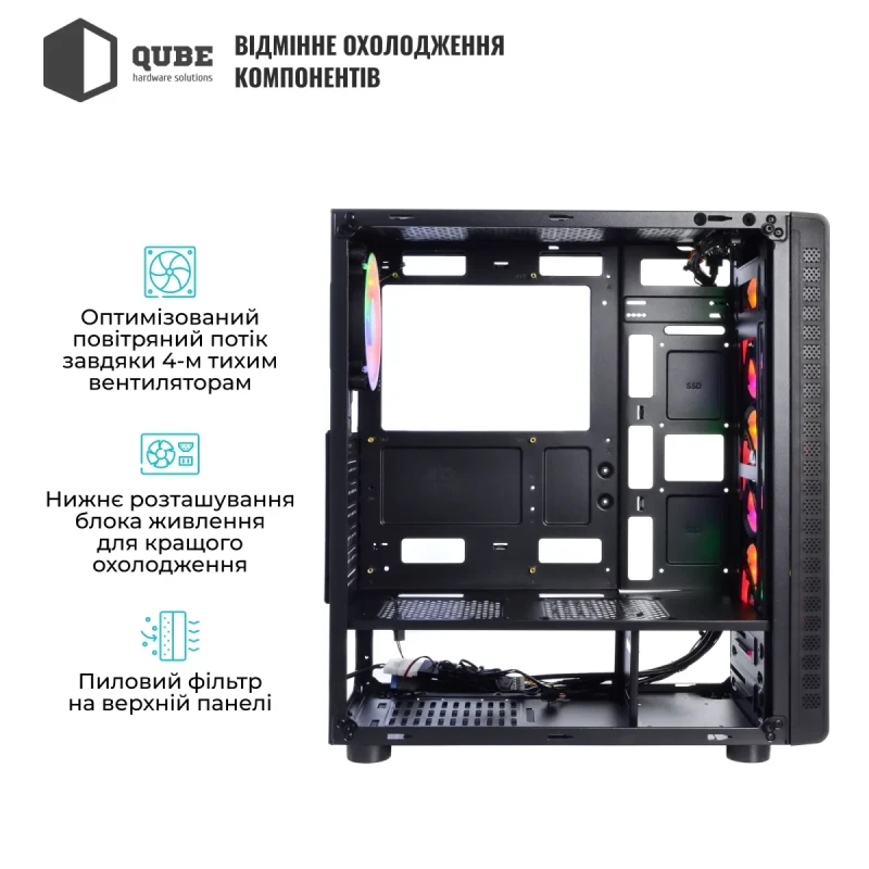Корпус QUBE STORM Black (STORM_F5NU3/STORM2_F5NU3)