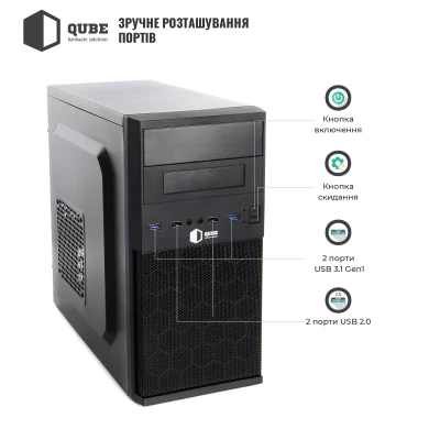 Корпус QUBE QB07M 400W Black (QB07M_MN4U3) Корпус QUBE QB07M 400W Black (QB07M_MN4U3)
