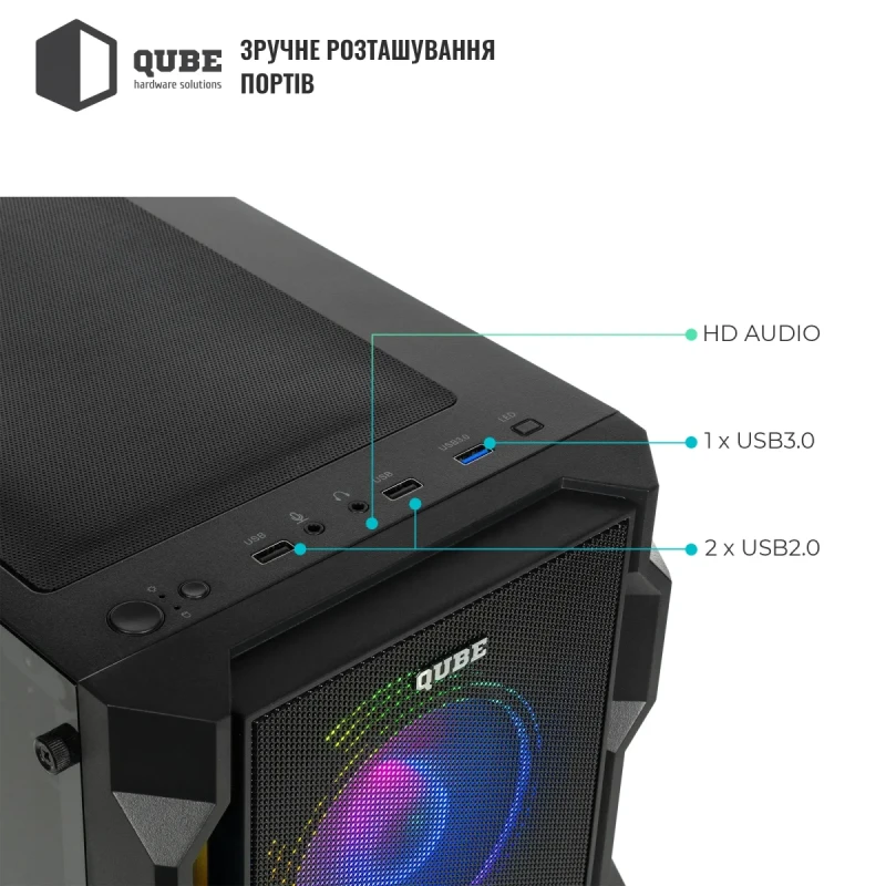 Корпус QUBE CORSAIR ARGB Black (CORSAIR_FMNU3)