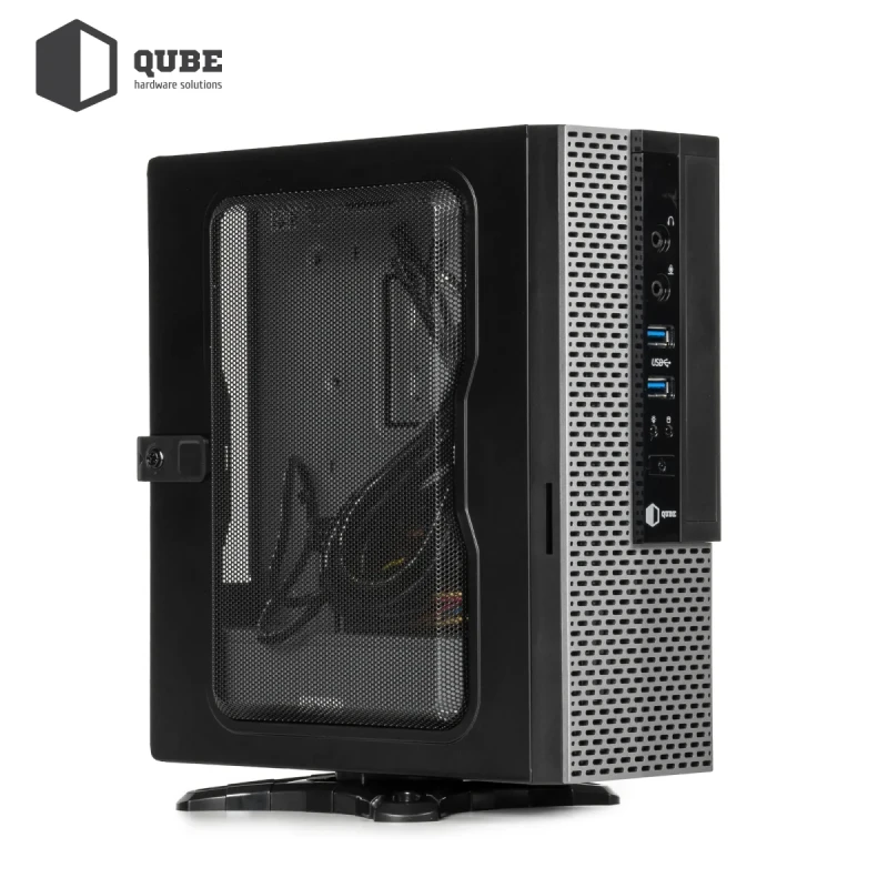 Корпус QUBE MS112 2U3, Mini-ITX, 200Вт, 2xAudio, 2xUSB 3.0 (QBMS112_FB2U3)
