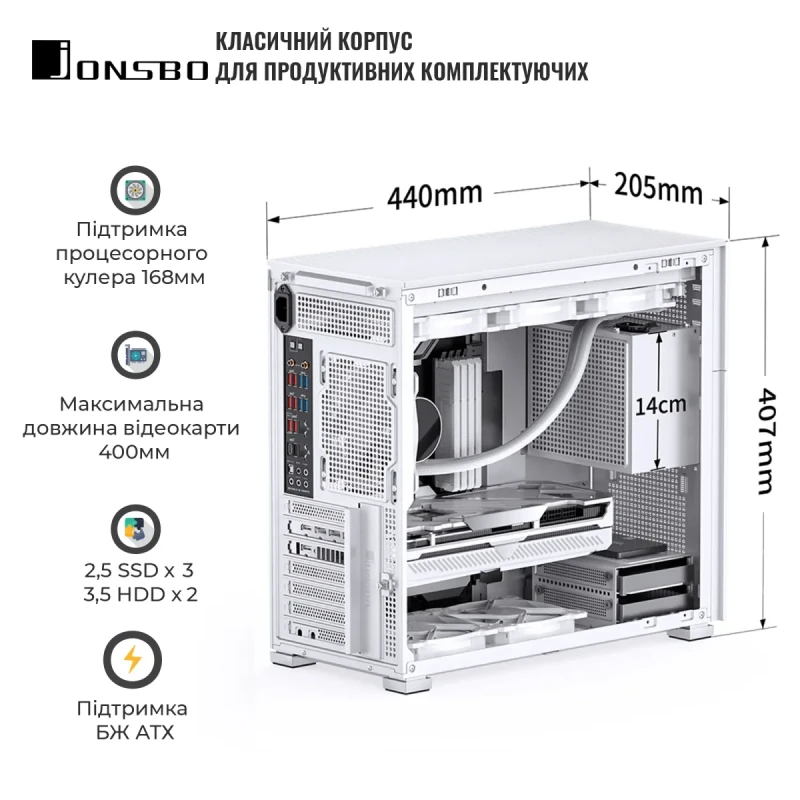 Корпус JONSBO D41 MESH White