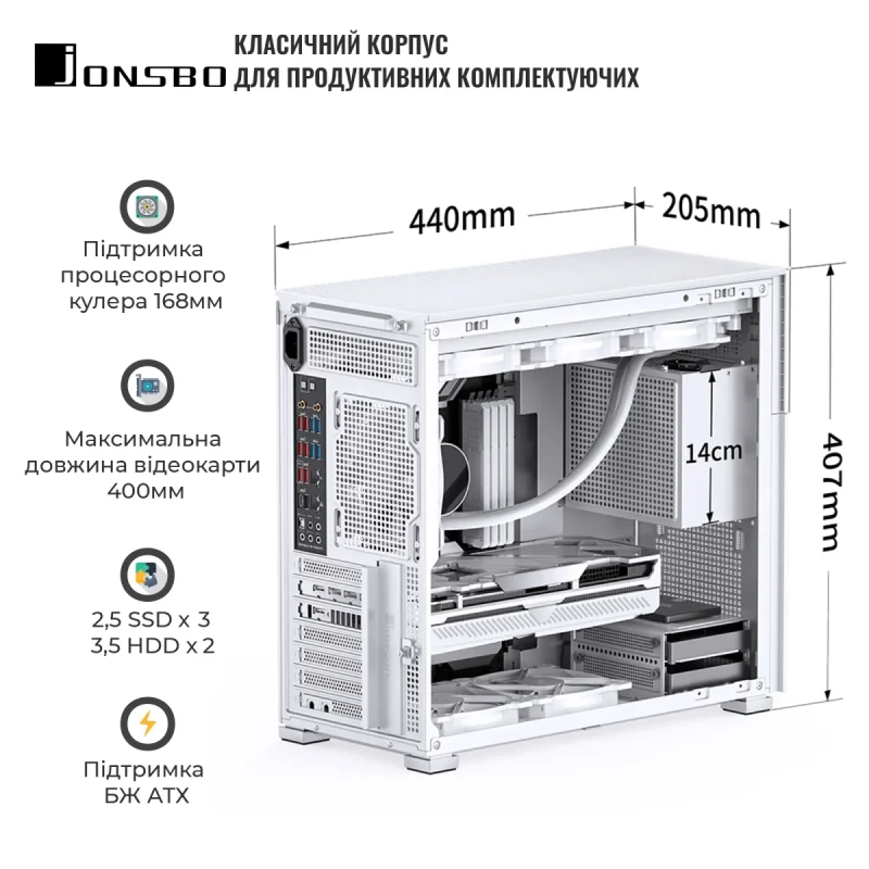 Корпус JONSBO D41 MESH SC White
