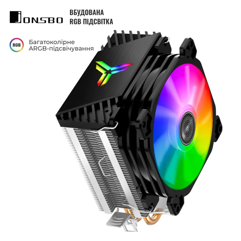 Процесорний кулер JONSBO CR-1200 black(92mm/3pin/2300RPM/30.5Dba/2 тепл. трубки)