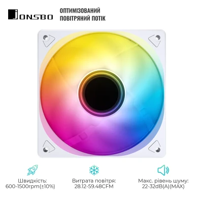 Кулер JONSBO SL-120W White (120mm, 600-1500RPM, 32dB, 4pin+LED 3pin) Кулер JONSBO SL-120W White (120mm, 600-1500RPM, 32dB, 4pin+LED 3pin)