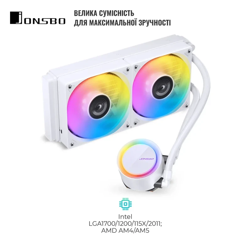 СВО JONSBO TG-240 White (Intel LGA1700/1200/115X/2011 AMD AM4/AM5/4PIN PWM)