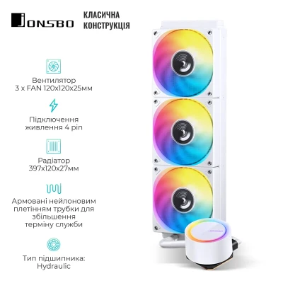 СВО JONSBO TG-360 White (Intel LGA1700/1200/115X/2011 AMD AM4/AM5/4PIN PWM) СВО JONSBO TG-360 White (Intel LGA1700/1200/115X/2011 AMD AM4/AM5/4PIN PWM)