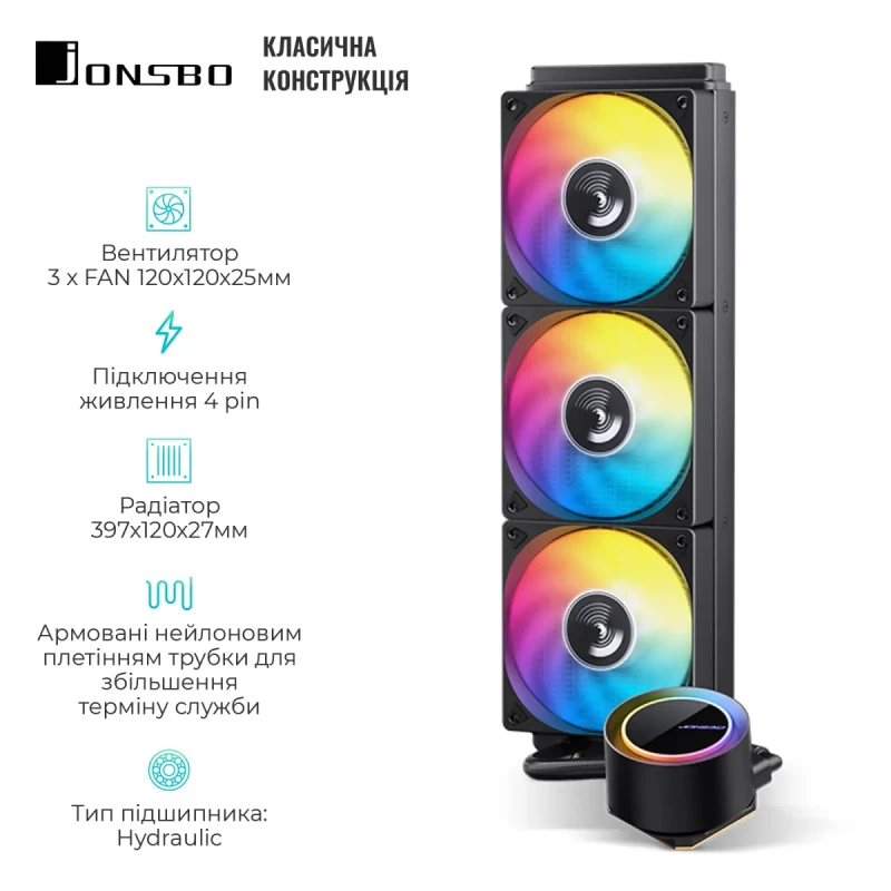 СВО JONSBO TG-360 Black (Intel LGA1700/1200/115X/2011 AMD AM4/AM5/4PIN PWM)