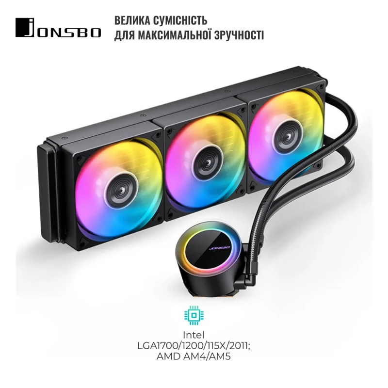 СВО JONSBO TG-360 Black (Intel LGA1700/1200/115X/2011 AMD AM4/AM5/4PIN PWM)