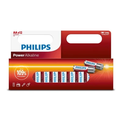 Батарейка Philips Power Alkaline AA лужна блістер, 12 шт (LR6P12W/10)