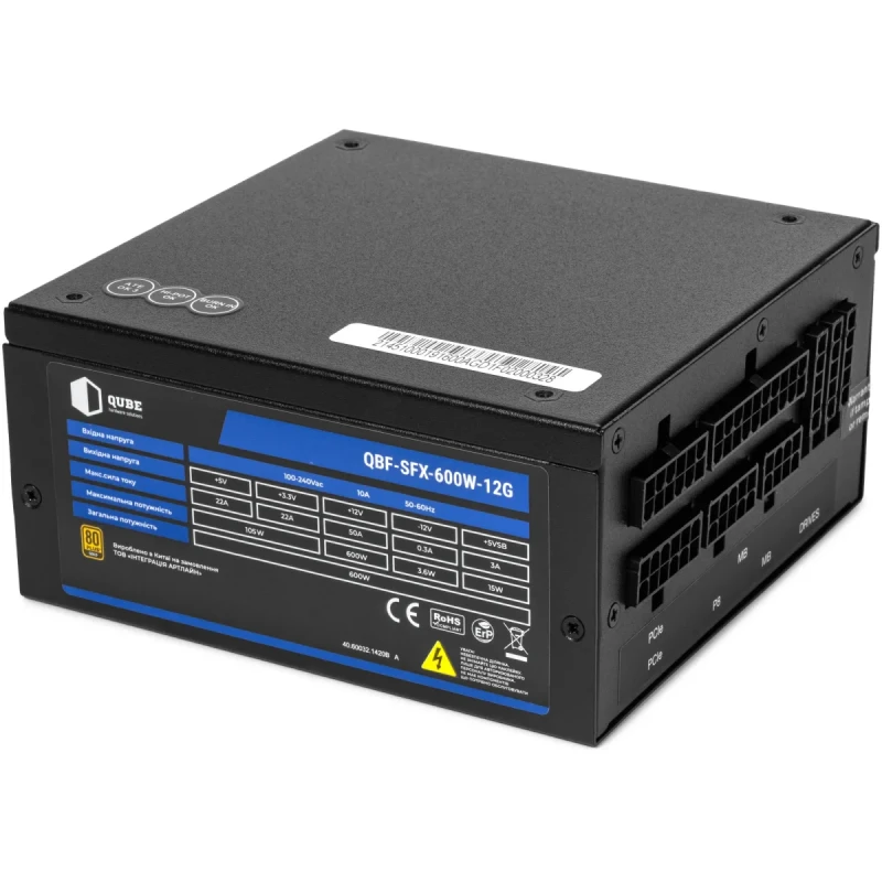 Блок живлення QUBE 600W 80+ Gold (QBF-SFX-600W-12G Bulk)