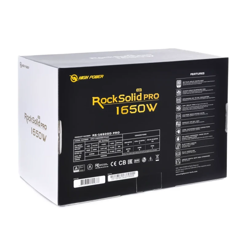 Блок живлення High Power Rock Solid Pro 1650W 80+ GOLD (RS-1650GD PRO)