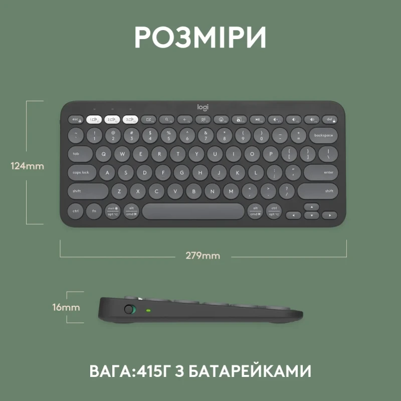 Клавіатура Logitech Pebble Keys 2 K380s Tonal Graphite UA (920-011851)