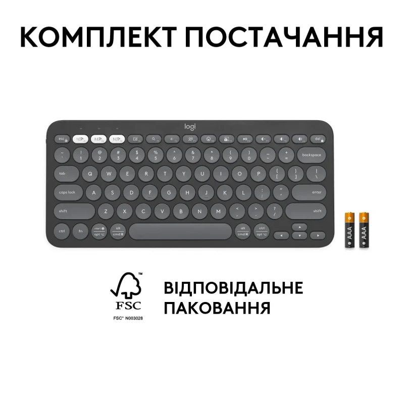 Клавіатура Logitech Pebble Keys 2 K380s Tonal Graphite UA (920-011851)