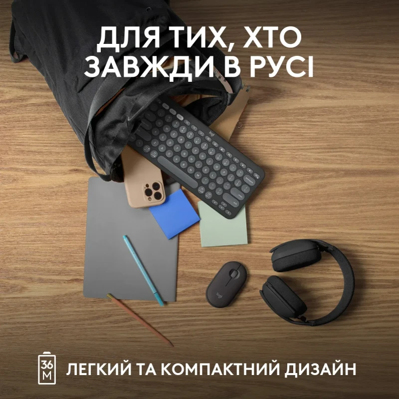 Клавіатура Logitech Pebble Keys 2 K380s Tonal Graphite UA (920-011851)