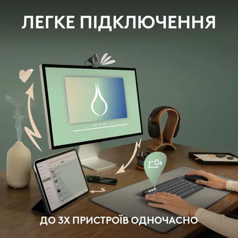 Клавіатура Logitech Pebble Keys 2 K380s Tonal Graphite UA (920-011851)