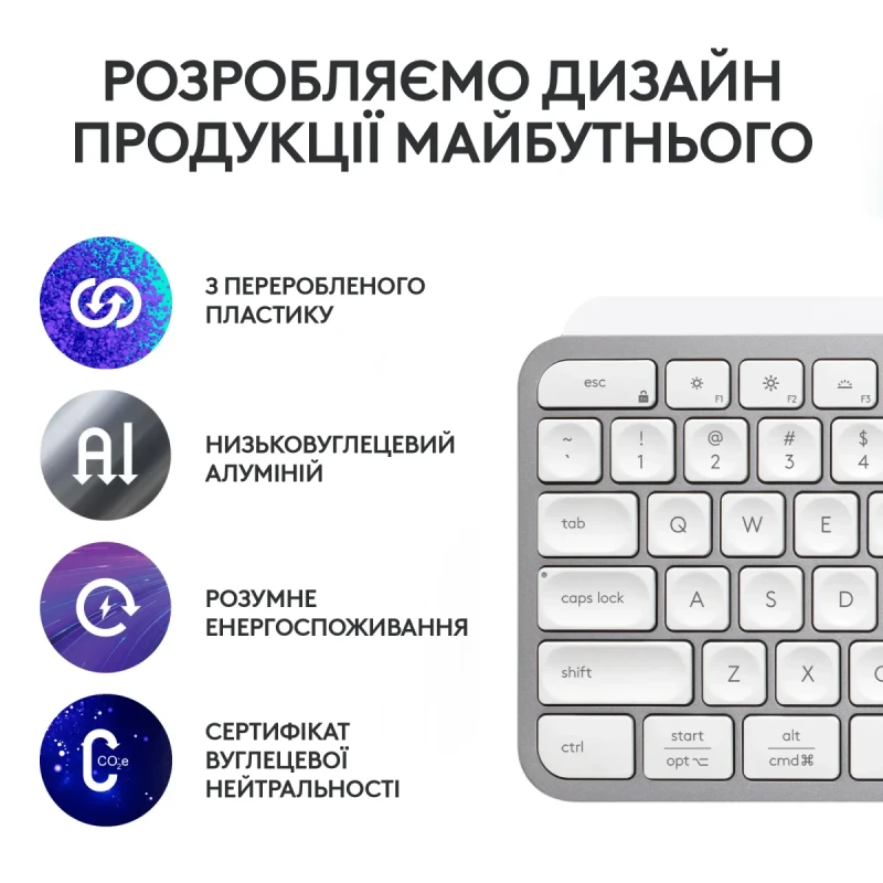 Клавіатура Logitech MX Keys S Wireless UA Pale Grey (920-011588)