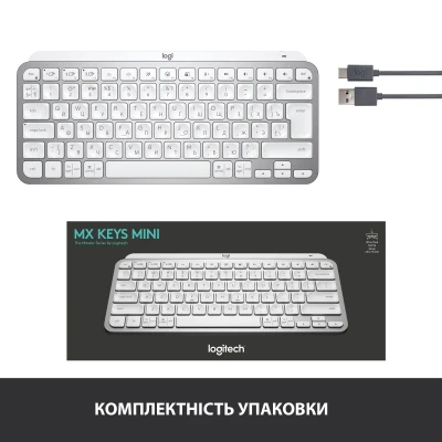 Клавіатура Logitech MX Keys Mini Wireless Illuminated UA Pale Grey (920-010499)