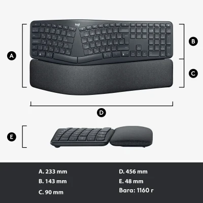 Клавіатура Logitech ERGO K860 for Business Bluetooth/Wireless UA Black (920-010352)