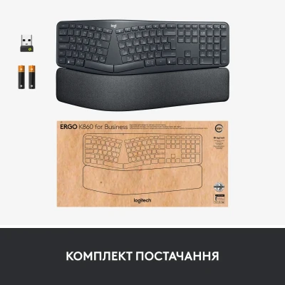 Клавіатура Logitech ERGO K860 for Business Bluetooth/Wireless UA Black (920-010352)