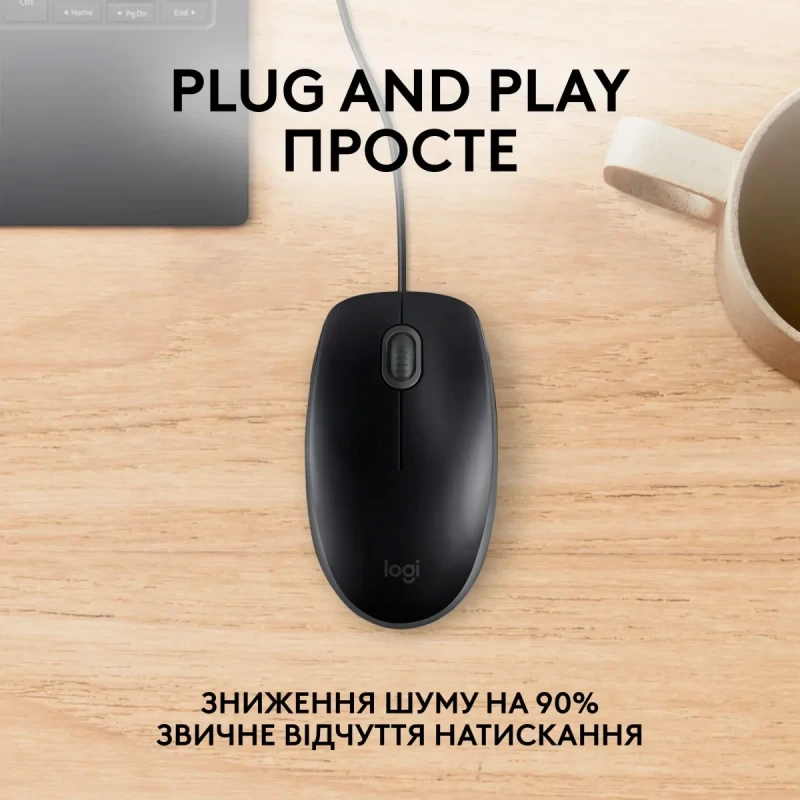 Мишка Logitech B100 USB Black (910-003357)
