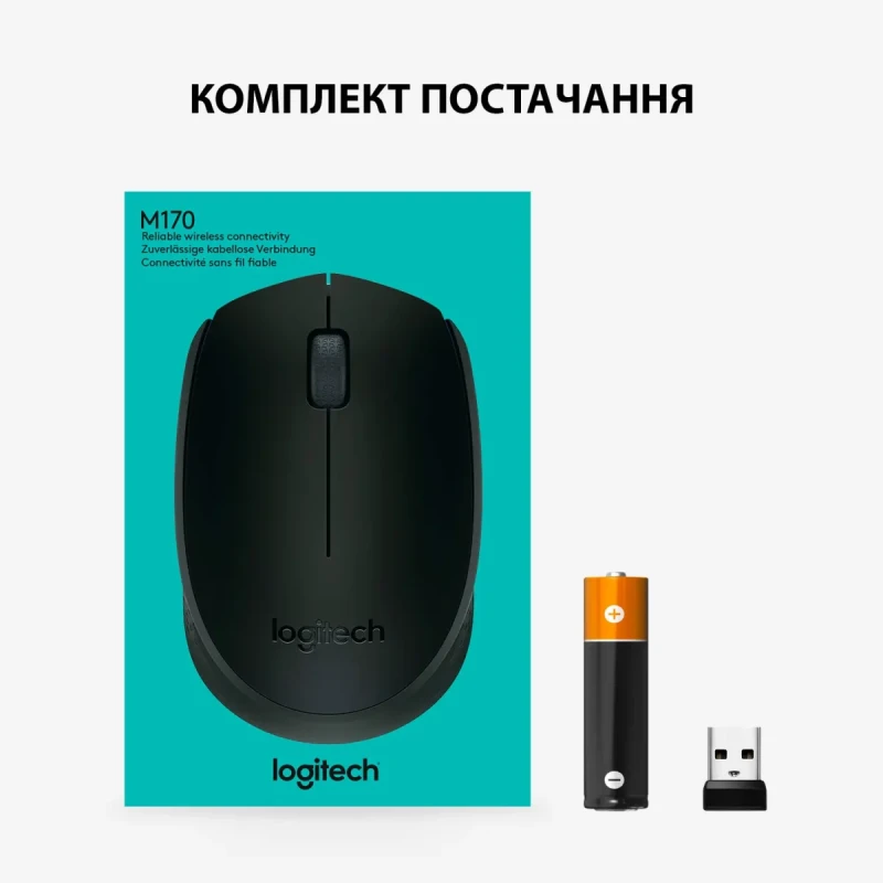 Мишка Logitech M170 Wireless Black/Grey (910-004642)