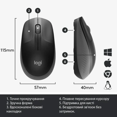 Мишка Logitech M190 Charcoal (910-005905) Мишка Logitech M190 Charcoal (910-005905)
