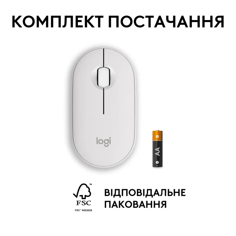 Мишка Logitech Pebble Mouse 2 M350s Tonal White (910-007013)
