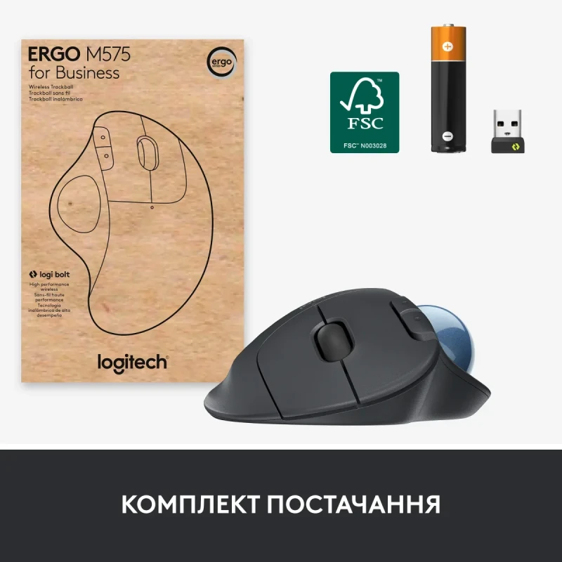 Мишка Logitech Ergo M575 for Business Wireless Trackball Graphite (910-006221)