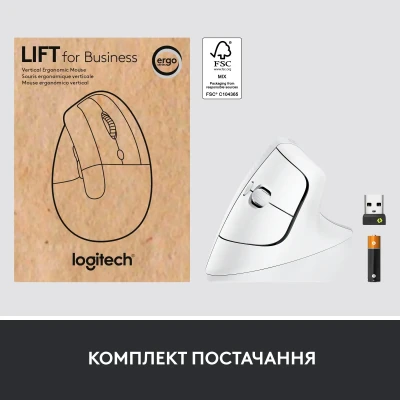 Мишка Logitech Lift Vertical Ergonomic Wireless/Bluetooth for Business Off-white (910-006496) Мишка Logitech Lift Vertical Ergonomic Wireless/Bluetooth for Business Off-white (910-006496)