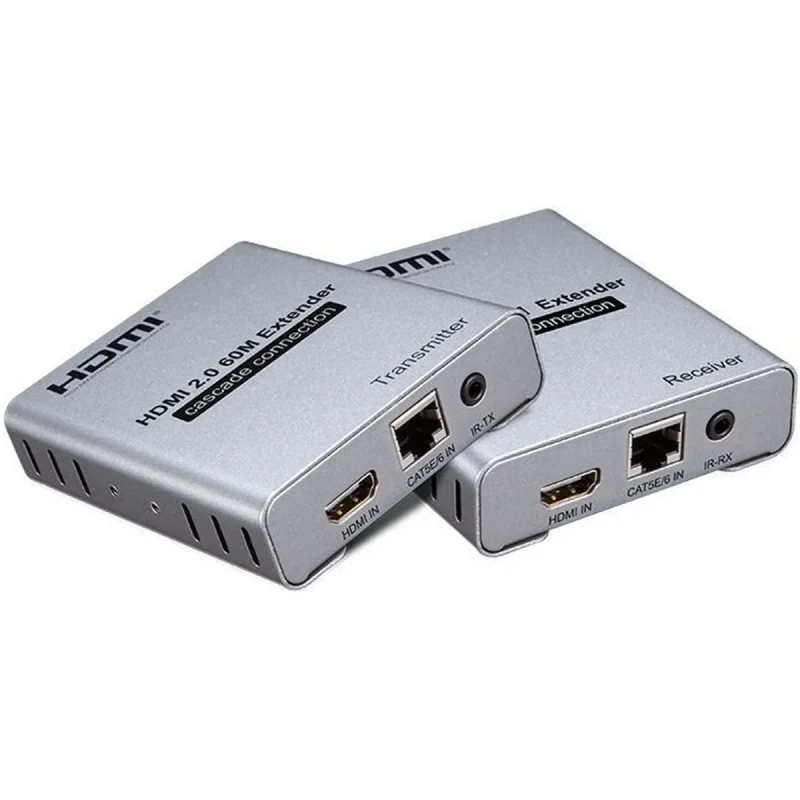 Подовжувач аудіо-відео Lucom HDMI (over RJ45),x1 60m 4K@60Hz (120mx30Hz)TX+RX сірий