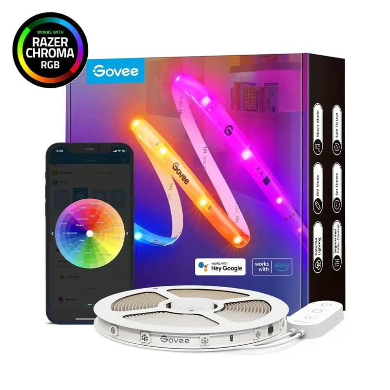 Стрічка світлодіодна розумна Govee H619С RGBIC Basiз Wi-Fi + Bluetooth LED 10м, Білий (H619C3D1)