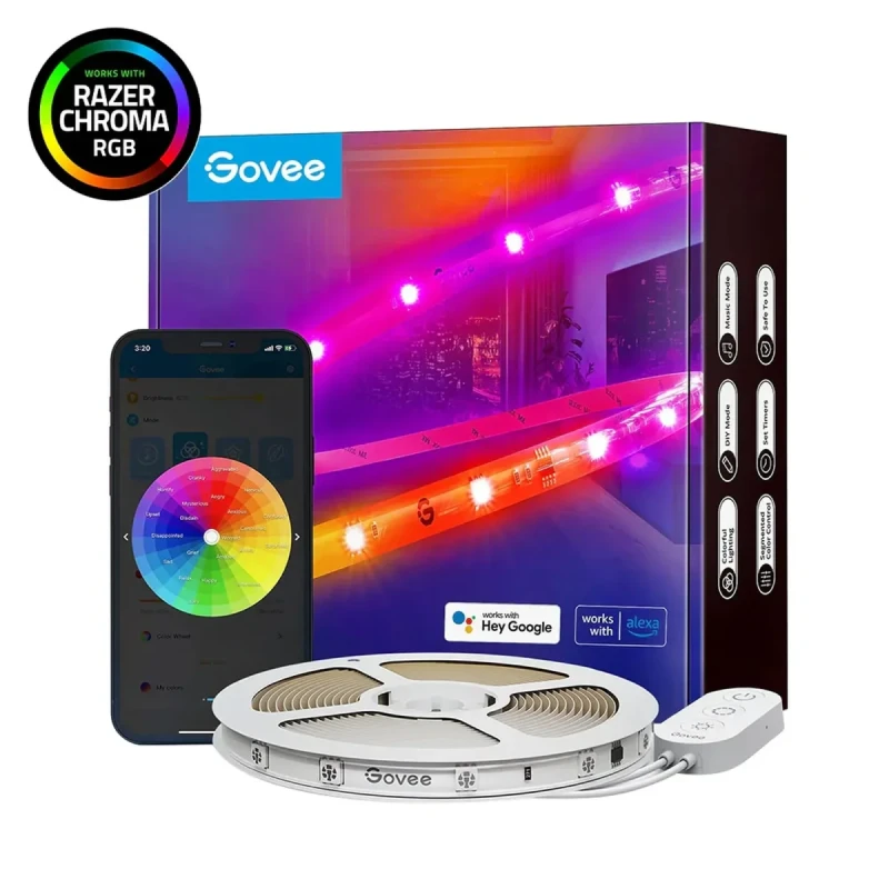 Стрічка світлодіодна розумна Govee H619С RGBIC Basiз Wi-Fi + Bluetooth LED 10м, Білий (H619C3D1)
