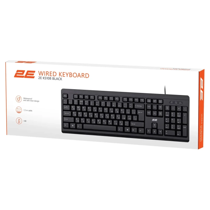 Клавіатура 2E KS108 USB EN/UKR Black (2E-KS108UB_UA)