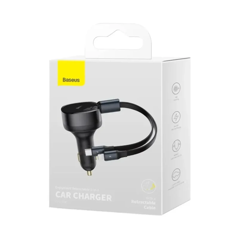 АЗП Baseus Enjoyment Retractable 2-in-1 Car Charger (CGTX000001)