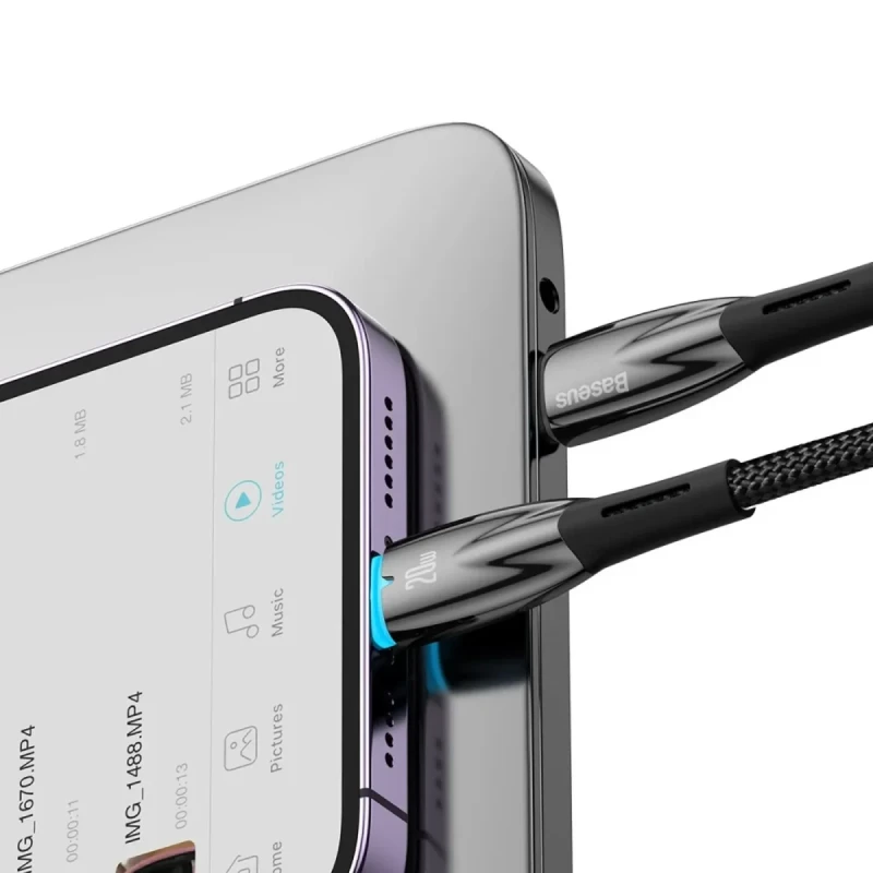 Кабель Baseus Glimmer USB-C - Lightning 20W 1m Black (CADH000001)