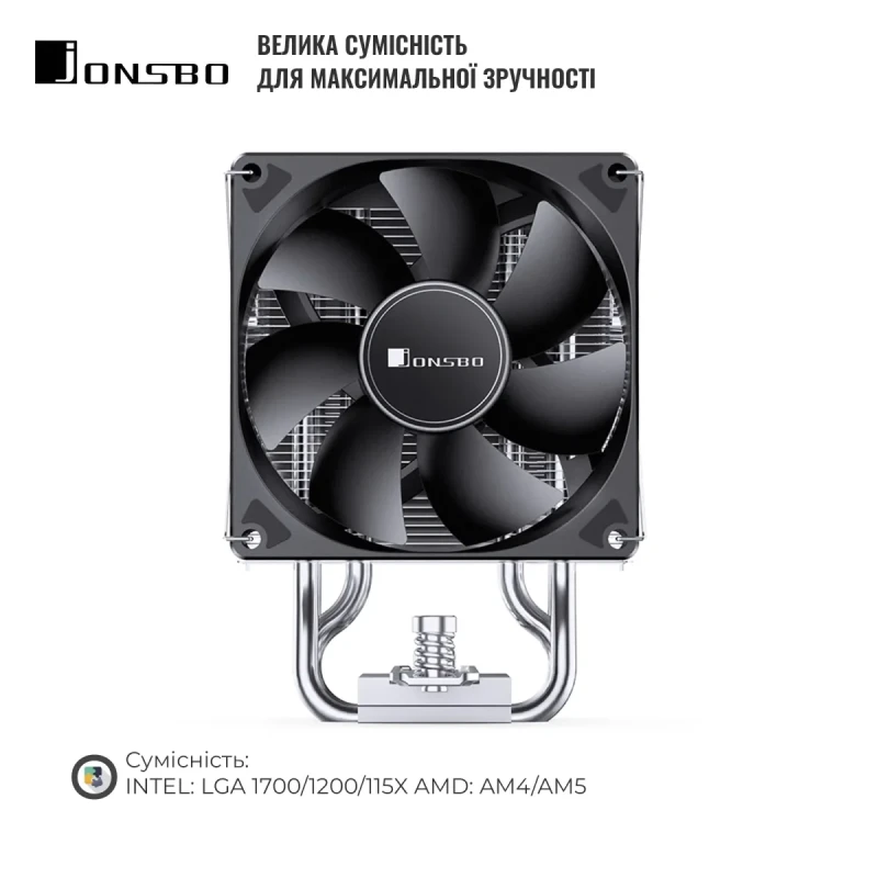 Процесорний кулер JONSBO CR-1400 EVO Black (92mm/LGA115X/1200/1700, AMD AM4/AM5/4 тепл. трубки)