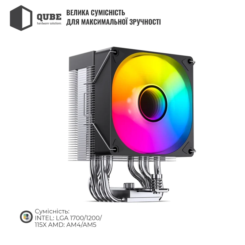 Процесорний кулер JONSBO CR-1400 V2 ARGB Black (92mm/LGA115X/1200/1700, AMD AM4/AM5/4 тепл. трубки)