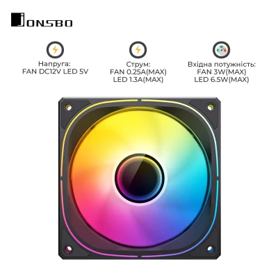 Кулер JONSBO FR-505B ARGB Black (120mm, 800-1800RPM, 30dB, 4pin+LED 3pin) Кулер JONSBO FR-505B ARGB Black (120mm, 800-1800RPM, 30dB, 4pin+LED 3pin)