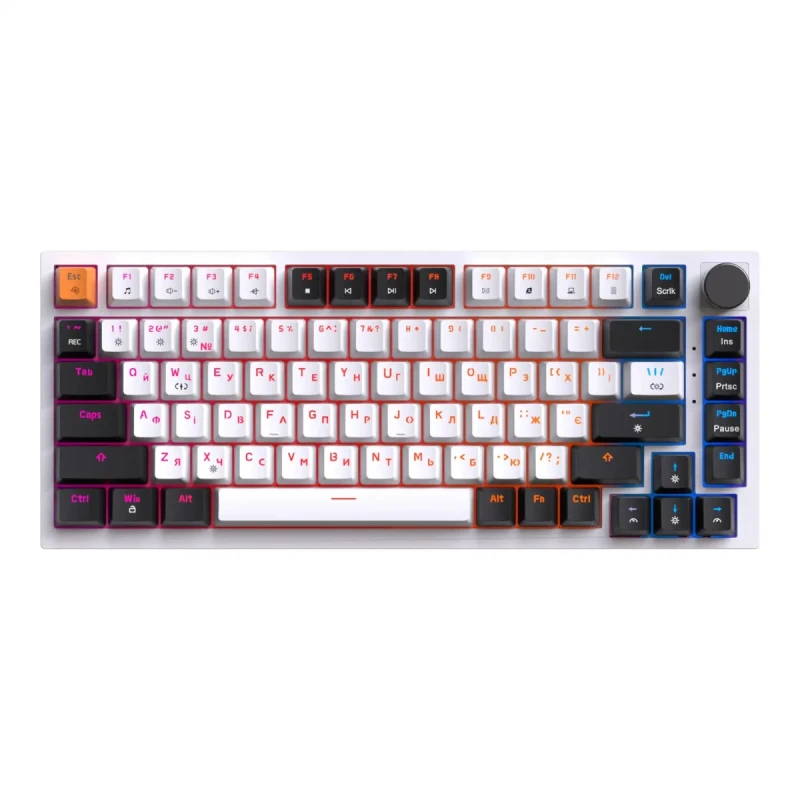 Клавіатура GamePro MK160W Hot-Swap Red Swich RGB USB UA White (MK160W)