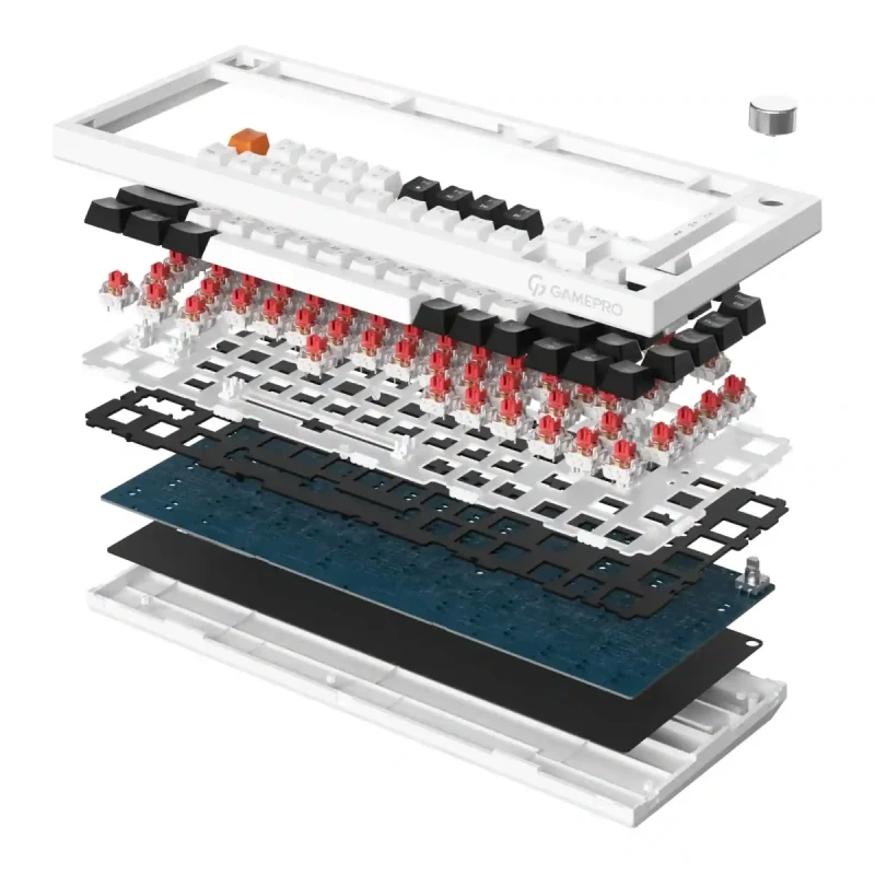Клавіатура GamePro MK160W Hot-Swap Red Swich RGB USB UA White (MK160W)