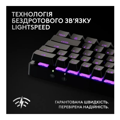 Клавіатура Logitech G Pro X 60 Lightspeed GX Tactile Wireless/Bluetooth UA Black (920-011911) Клавіатура Logitech G Pro X 60 Lightspeed GX Tactile Wireless/Bluetooth UA Black (920-011911)