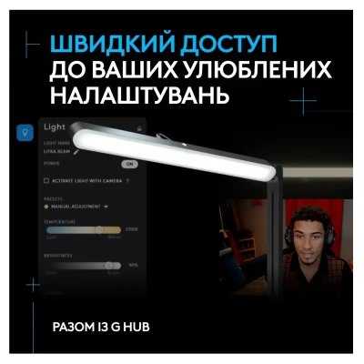 Настільна лампа Logitech Litra Beam Premium LED Streaming Key Light with TrueSoft (946-000020)