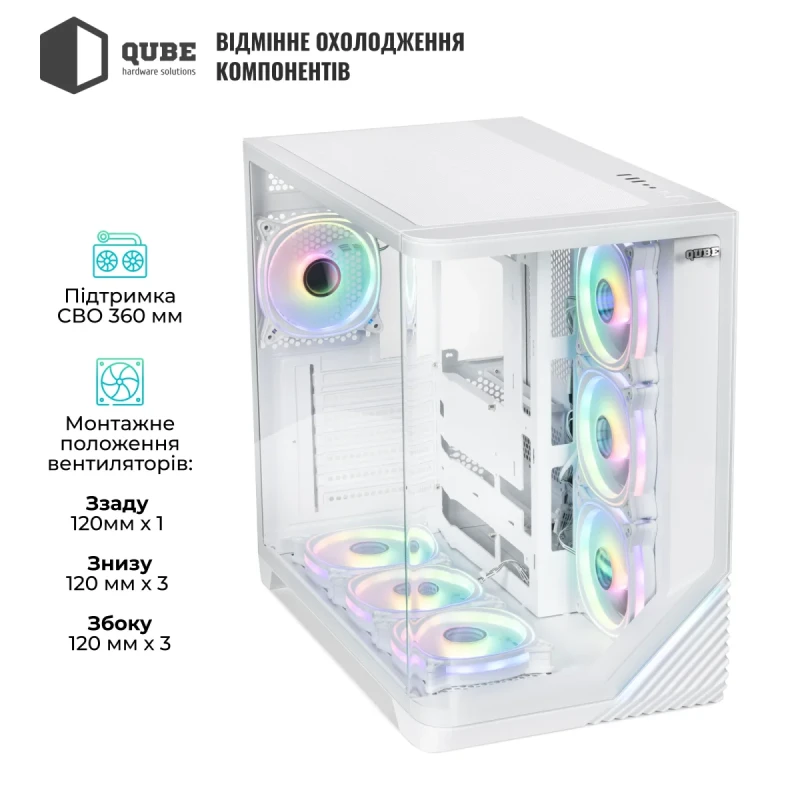 Корпус QUBE MIRAGE 7ARGB White (MIRAGE_GWNU3)