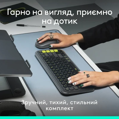 Комплект клавіатура та мишка Logitech POP Icon Combo Bluetooth UA Graphite (920-013156) Комплект клавіатура та мишка Logitech POP Icon Combo Bluetooth UA Graphite (920-013156)