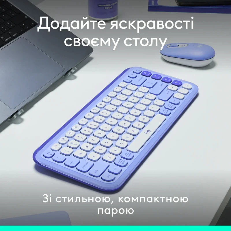Комплект клавіатура та мишка Logitech POP Icon Combo Bluetooth UA Lilac (920-013078)