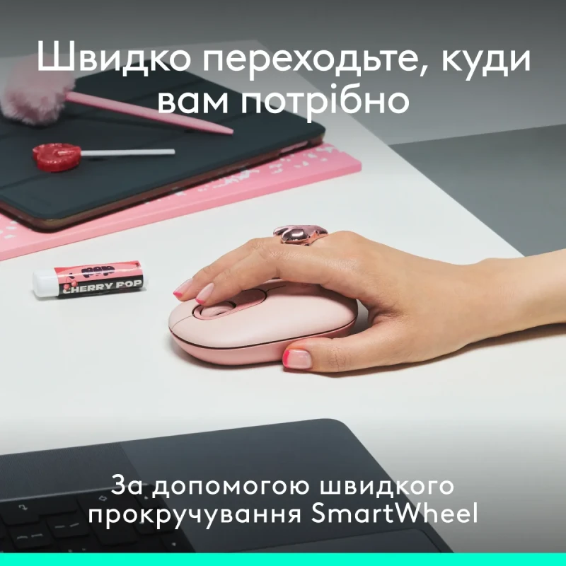 Комплект клавіатура та мишка Logitech POP Icon Combo Bluetooth UA Rose (920-013142)