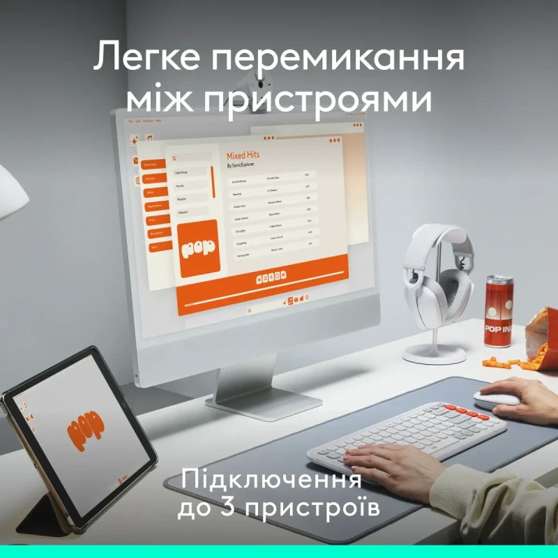 Комплект клавіатура та мишка Logitech POP Icon Combo Bluetooth UA Rose (920-013142)